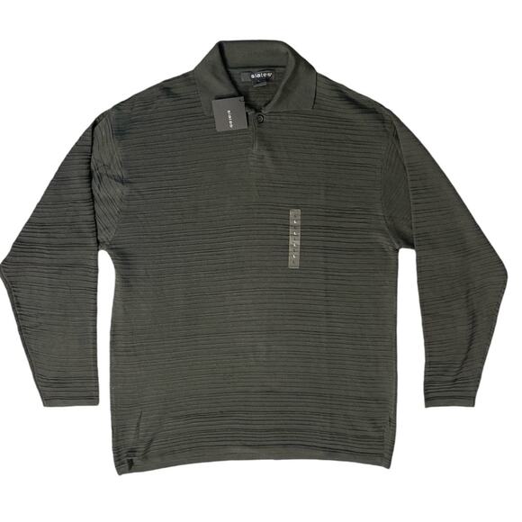 Men’s Dark Grey Long Sleeve Polo Large Classic shirt Dark Academia - Picture 1 of 7